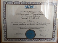 Mr. Ulbrecht's greatest professional honor - acceptance among scientific circles in the USA. He received the title of "fellow", ie a member of a learned society of the American Institute of Chemical Engineering