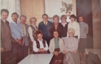 With her co-workers, the 1970s 