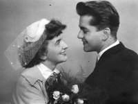 Květa a Ivo Dostál, a wedding photo/ 1955