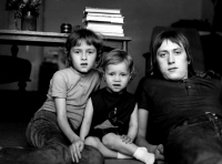 Monika Pejerová (on the left) with her sister Kateřina and father, early 1970s