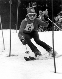 Olga Charvátová during a competition, 1974