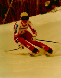 Olga Charvátová competing in Czechslovak colours in 1984


