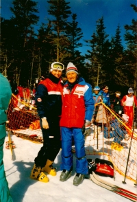Olga Charvátová with her assistant shortly before ending her career (1986)