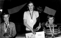 Olga Charvátová wining the national championship in 1974