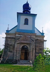 A church in Hrušvice, Ukraine, where Jaroslav Moravec had been baptized in the 1930s