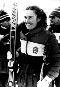 Olga Charvátová at Sarajevo 1984 Winter Olympics 