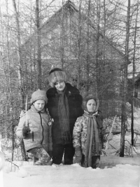 A walk in Siberia. With mother and younger sister, mid 1980's