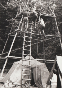 Tábor 233. oddílu ve Šluknově, strážní věž, rok 1969