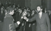 1978, graduation as PhDr., Karolinum (Petrusek present whispered "but do not treat patients")