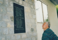 The memorial to the fallen in the village of Begovača, where the names of Vincenc Novák's relatives, his grandfather František Lacina and his father Karel Novák are also inscribed