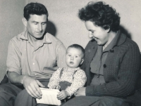 Anna Pešatová with her husband Josef and first-born son Josef (1962)