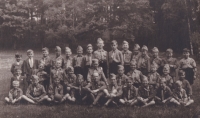 Second Boy Scout unit Cheb, Scout leader Akela (Rudolf Zedlo), Václav Hora fourth from the left (standing)