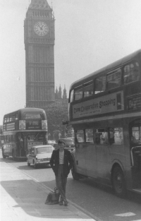 From his two-month stay in England. Lodon, Big Ben, 1966 