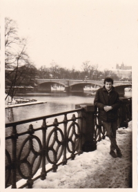 Miloš on the riverbank, Prague 1972