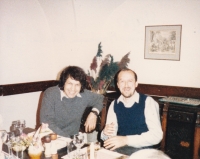 Miloš with the well-known glassmaker Marian Karel, Prague 1987