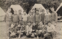 Ladislav Jakub at a pioneer's camp in 1961 (bottom right)