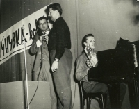 Milan Stejskal performing with a music band. Olomouc, 1966