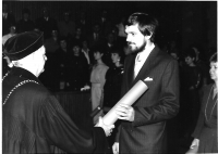 Graduation from university, getting the degree of PhDr., Prague Karolinum 1987
