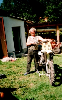 Václav Valeš in 2015 with his off-road motorcycle