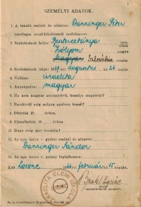 Průkaz žáka základní židovské školy, Lučenec, 1944