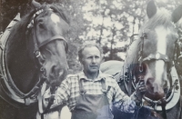 Jan Sýkora, práce s koňmi u státních lesů, 1985