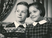 Hana with her brother, circa 1960