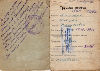Трудова книжка Миколи Костишина з записом про виправлення дати народження. 