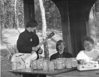 With friends musicians in 1966, Petr Šimr on the left, then Míra Němec and Jirka Kavan from the band The Kings