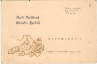 Svatební oznámení Marie Pavlíkové a Břetislava Rychlíka st. 