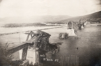 Destroyed bridge on the Onon river, Siberian main road	