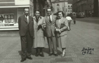 His parents with his grandfather and aunt in 1952