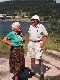 Siblings Irma and Victor on a trip to the Czech Republic to celebrate his 85th birthday, 1996
