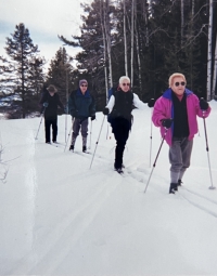 Na běžkách v Coloradu: matka Hana, Vera, otec Victor, průvodce, 1998