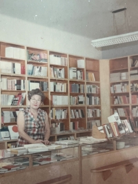 Aunt Irma working at a Prague bookshop, 1963