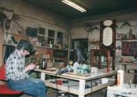 In his carving workshop in Mníšek near Liberec