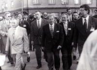 Stanislav Navrátil with Václav Havel / Bruntál / 1995. He is on the right side of the president