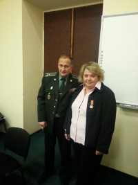 Грудень 2014 — перша нагорода, зліва направо:  Рапко Володимир (нині генерал-лейтенант), Елліна Шнурко-Табакова