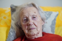 Marie Zbořilová při natáčení pro Paměť národa, 13. července 2023, Náměšť na Hané