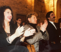 Jan Lukšík (vpravo) s Lucií Bílou a jejím manažerem Ondřejem Málkem, 90. léta