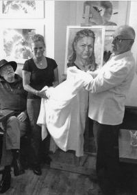 Jiří Sklenička se svým obrazem, 2018