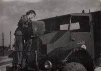 Anna Sazamová in the 1950s in České Budějovice as a ČSAD driver