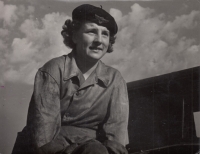 Anna Sazamová in the 1950s in České Budějovice as a ČSAD driver