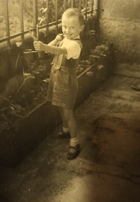 Jiří Zedníček with his first "weapon", 1940s