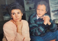 With his wife Miriam after returning from missionary work in Tanzania; 1994