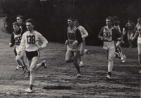 Jan Matějíček (no. 188) during cross-country run in the military service, 1968