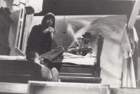 Divadelní performance v Divadle Oldřicha Stibora, Petr Bukva v popředí, 70. léta, Olomouc