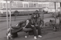 Kamarádi cestou na akci, zleva František, Milan Řehák, Lukáš, polovina 70. let