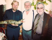 S Josefem Škvoreckým, Arnošt Wagner uprostřed, Josef Škvorecký vpravo, 1986