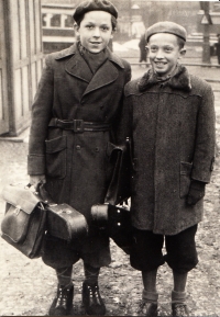 Jiří Stivín and his cousin Jan Svoboda going to violin classses