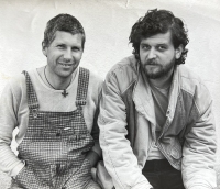 Otmar Oliva s Ivo Sedláčkem, domlouvání budoucí výstavy